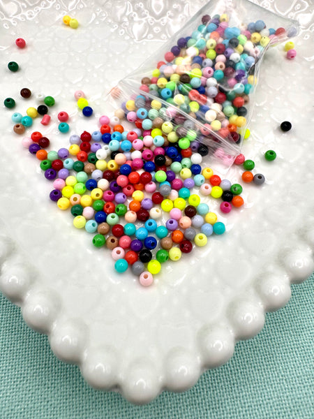 4mm round colorful acrylic beads