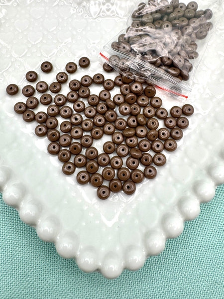 Brown 6mm donut glass beads