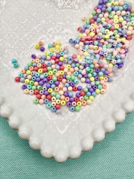 4mm pastel colored round beads
