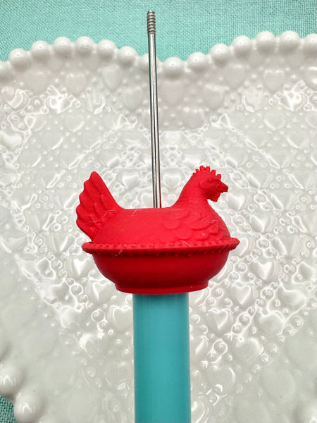 Strawberry red hen on nest bead