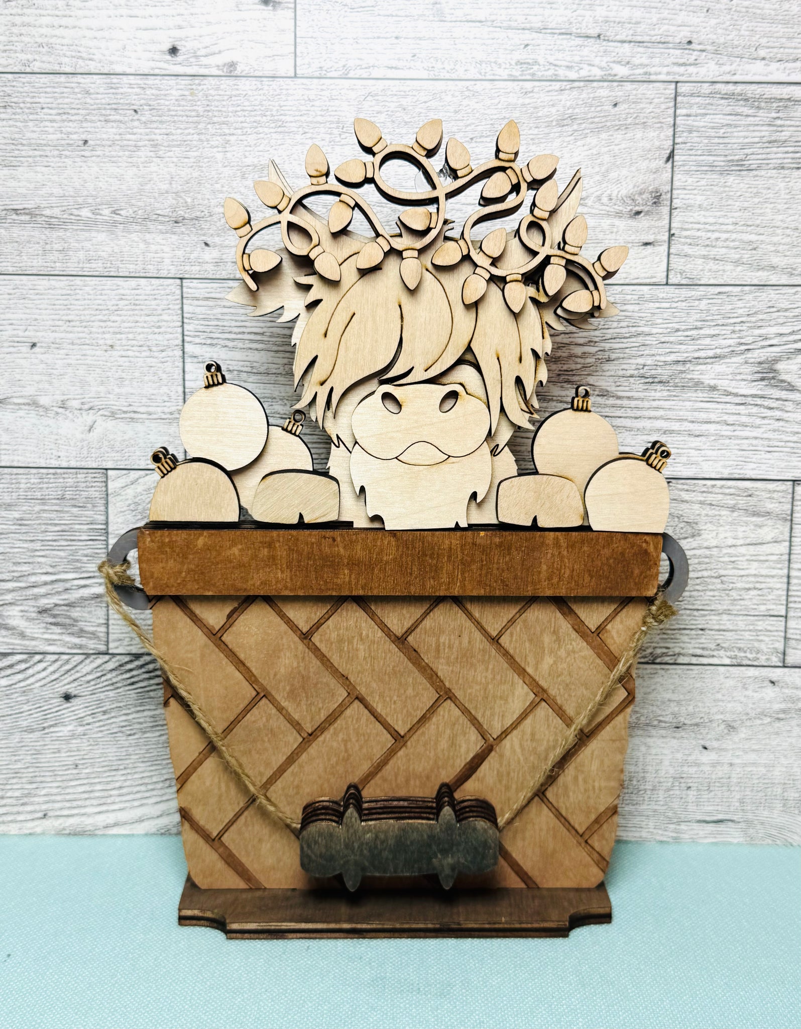 Christmas highland cow insert for interchangeable basket