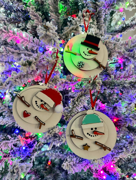 Melting snowmen ornaments DIY set of 3