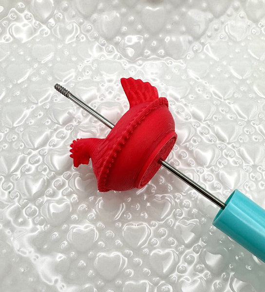 Strawberry red hen on nest bead