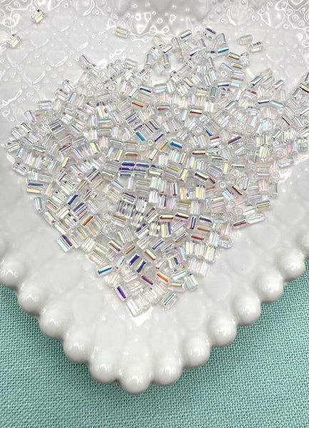 White,AB colored tube glass beads