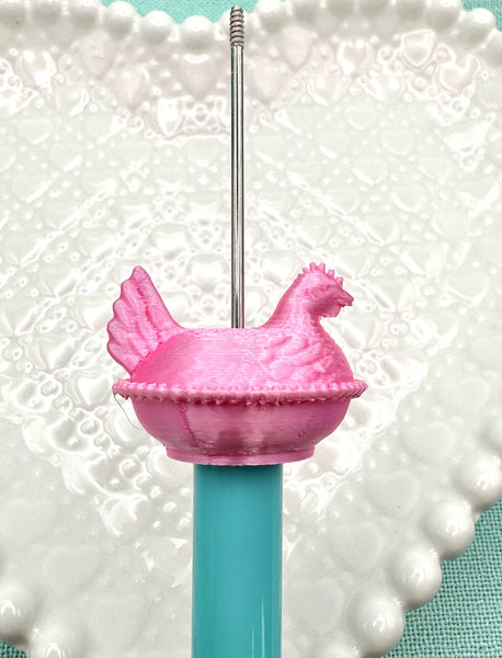 Silky pink hen on the nest bead