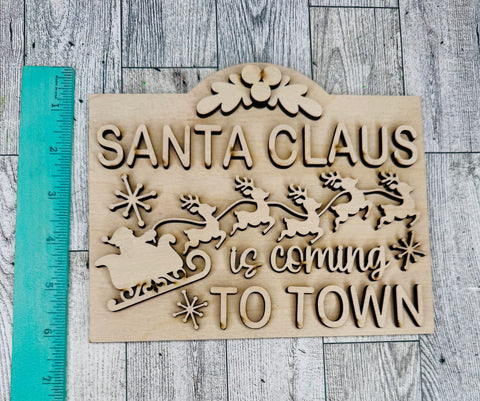Santa Claus is coming to town sign leaner DIY kit