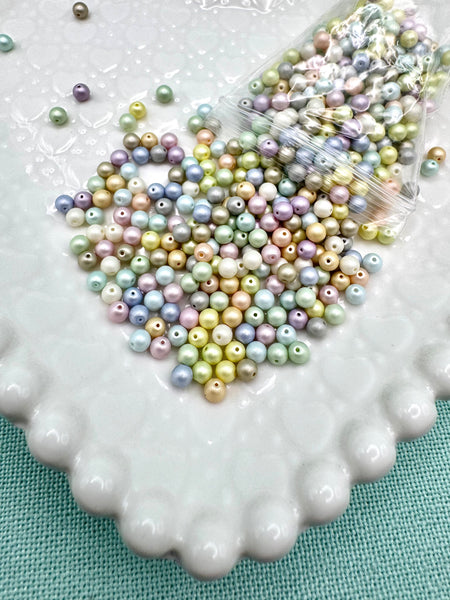 Pastel pearl 4mm round beads