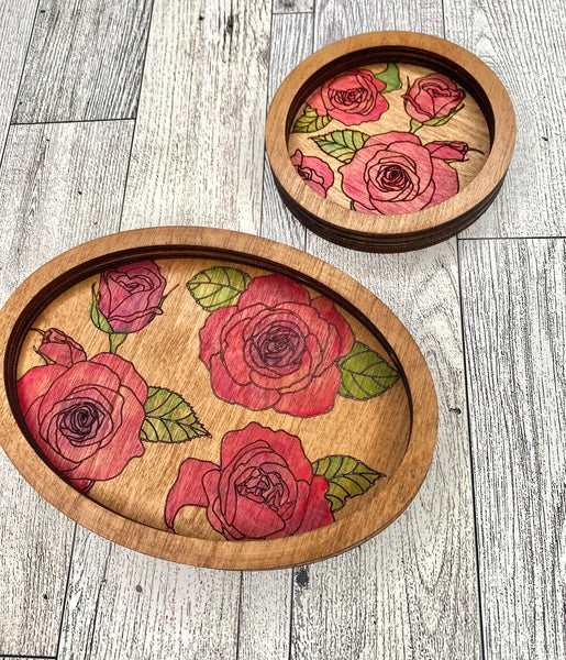 Set of 2 DIY rose trinket trays