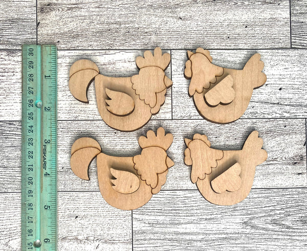 Set of 4 chicken mini cut outs