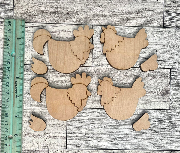 Set of 4 chicken mini cut outs