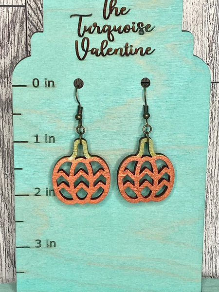 Chevron pumpkin earrings