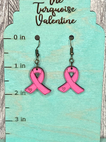 Breast Cancer Awareness ribbon earrings