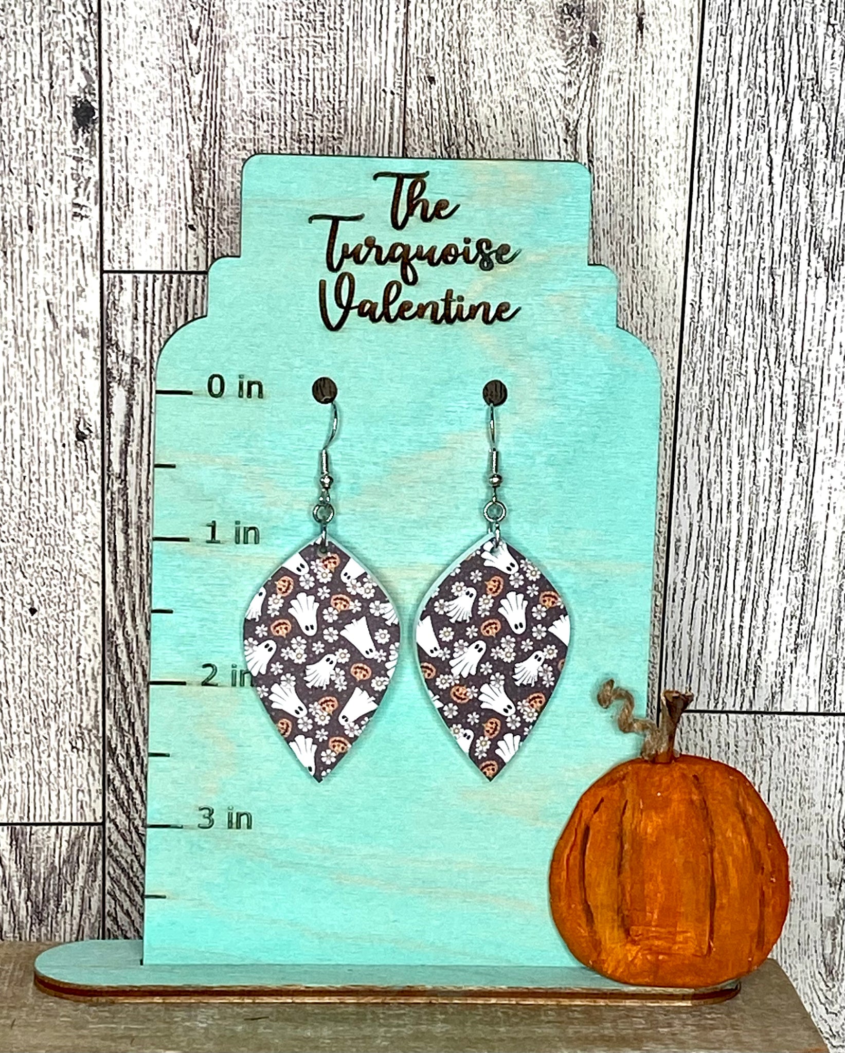 Floral ghosts and jack o lanterns acrylic earrings