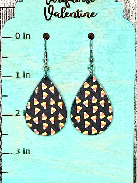 Black acrylic candy corn earrings
