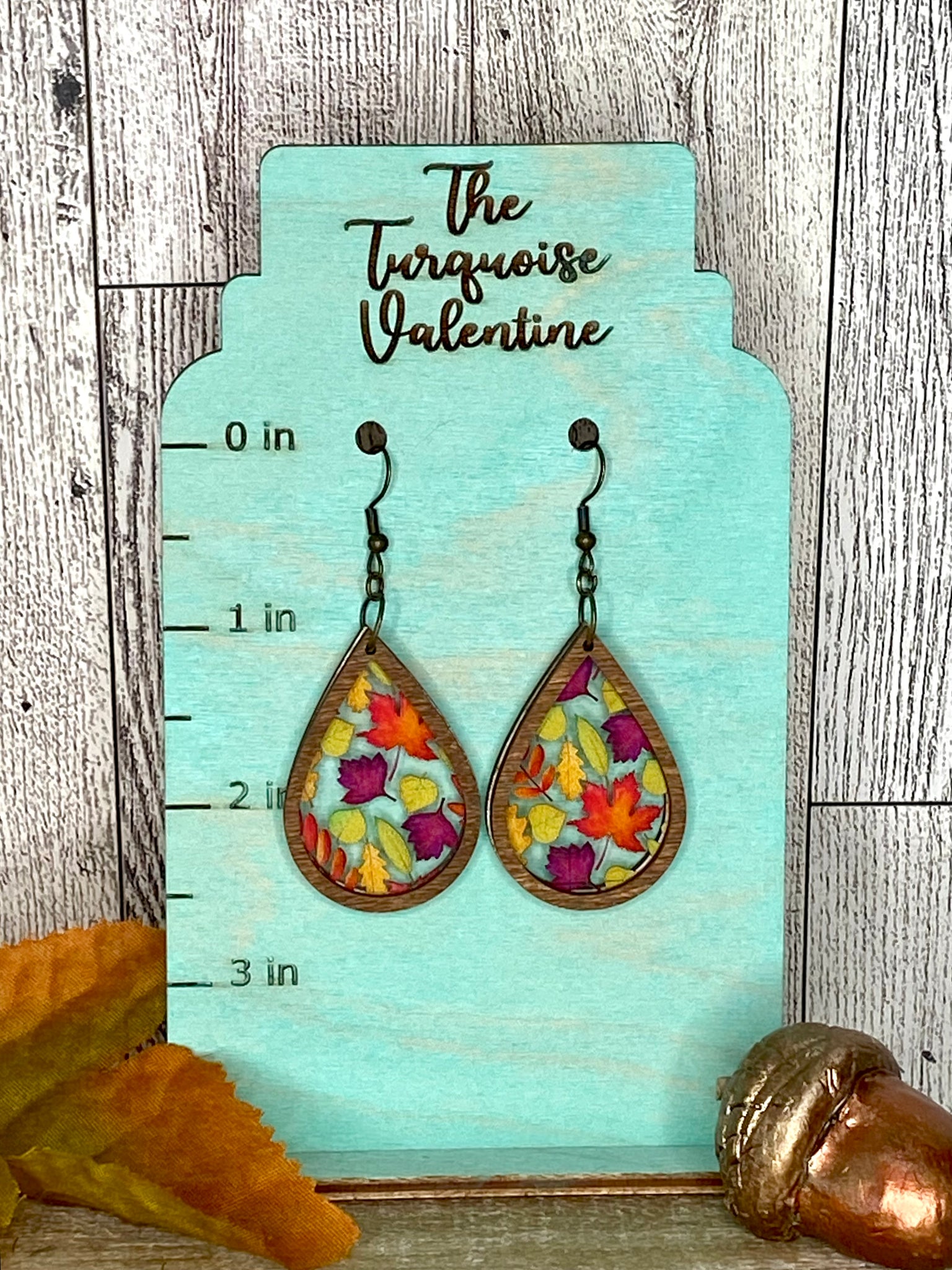 Teardrop fall leaves clear acrylic earrings