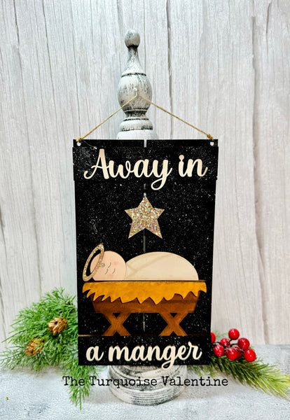 Away in a manger hanging sign DIY