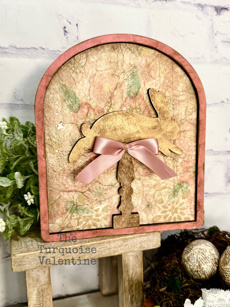 Arched frame with spindle bunny sign DIY kit