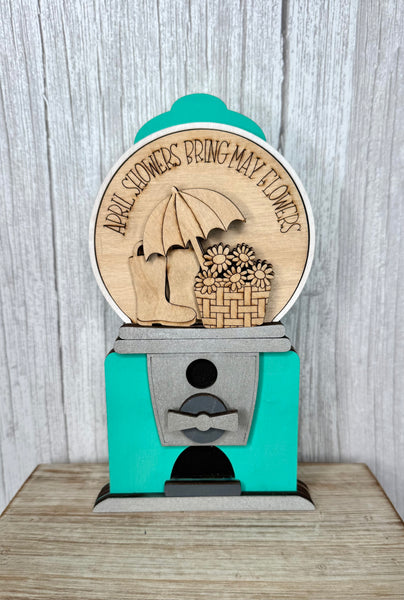 April showers insert for the interchangeable snowglobe or gumball machine DIY kit