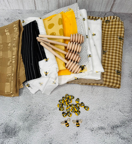 Bee themed fabric and embellishments bag