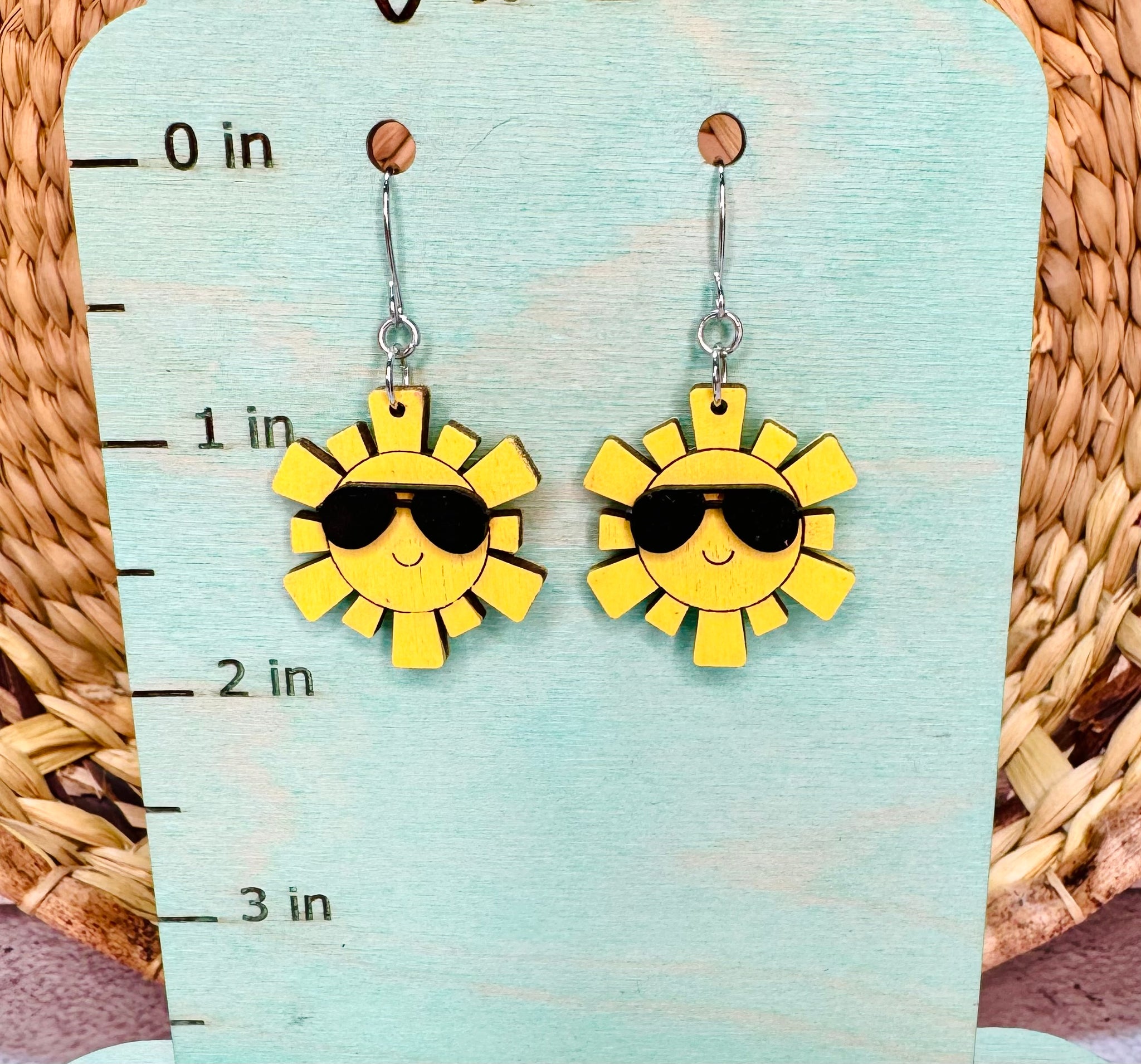 Sun with sunglasses earrings