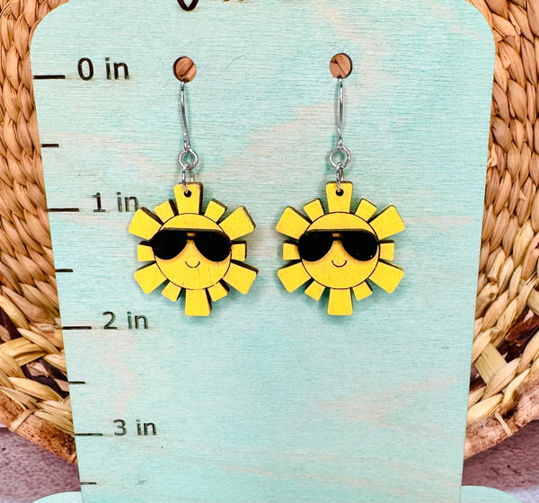 Sun with sunglasses earrings