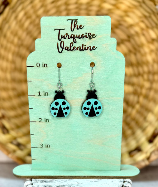 Blue ladybug earrings