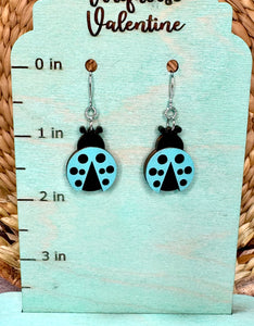 Blue ladybug earrings