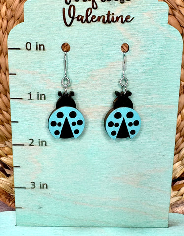 Blue ladybug earrings