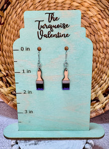 Paint brush earrings purple