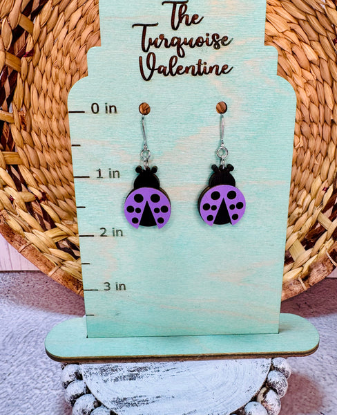 Purple ladybug earrings