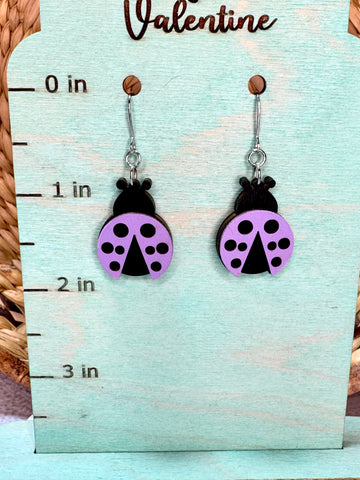 Purple ladybug earrings