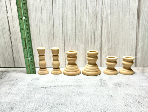 Set of 6 wood candle sticks for crafting