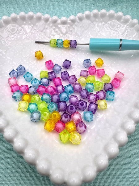 Faceted 10mm cube beads