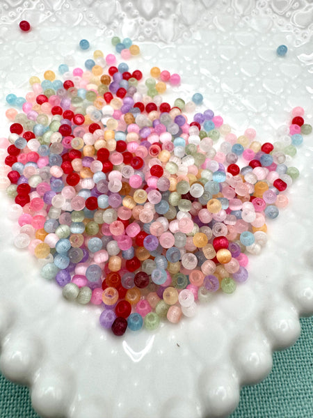 4mm round cat eye glass beads