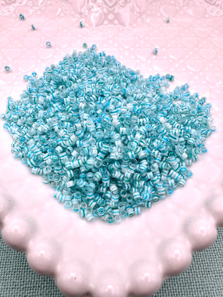 2mm striped glass seed beads