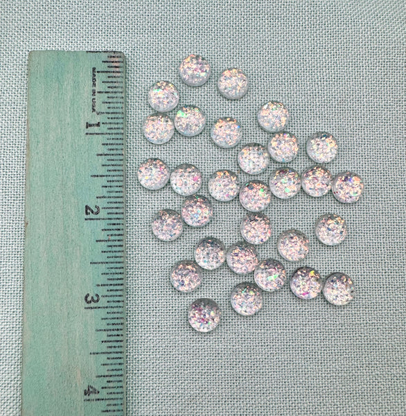 10mm clear glitter flatback rounds