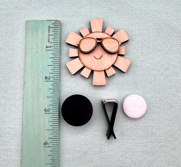 Sun with sunglasses car air vent clip DIY kit