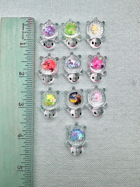 Set of 10 clear flat back turtles