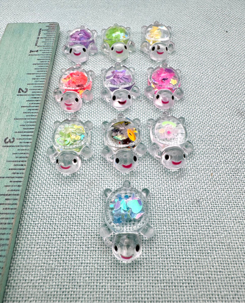 Set of 10 clear flat back turtles
