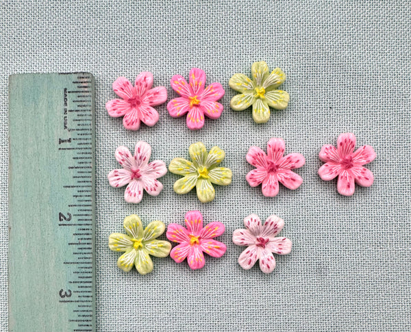 Pink and green flower flatbacks