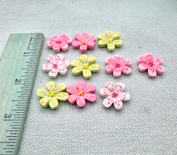 Pink and green flower flatbacks