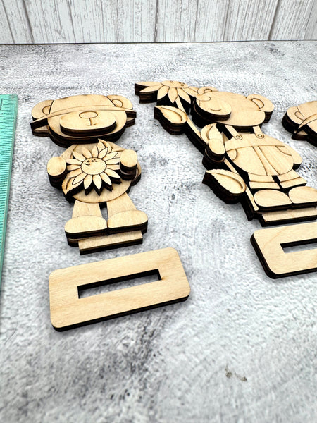 Set of 3 shelf sitter sunflower bears