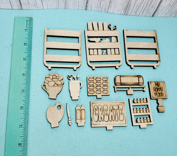 Craft room set for interchangeable bookcase DIY kit
