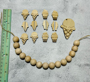 Ice cream garland WITH ice cream beads and 15 wood beads (20mm)