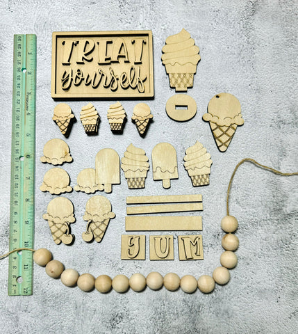 Ice Cream set WITH 15 20mm round beads for garland DIY set