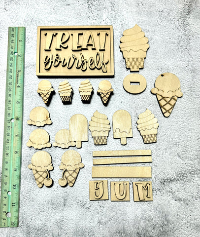 Ice Cream set WITHOUT 15 20mm round beads for garland DIY set