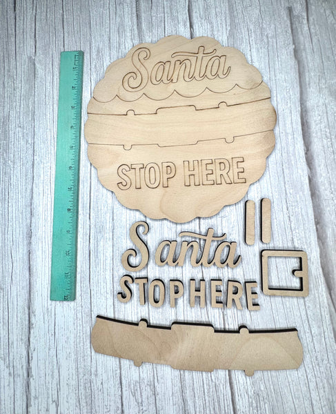 Santa stop here round sign DIY kit