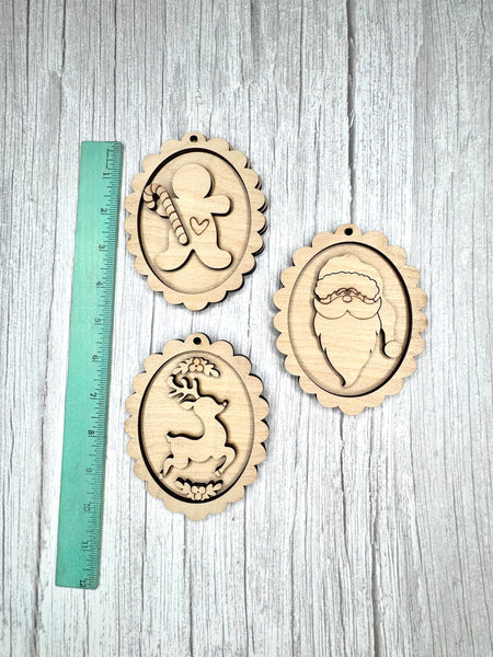Set of 3 oval DIY ornaments