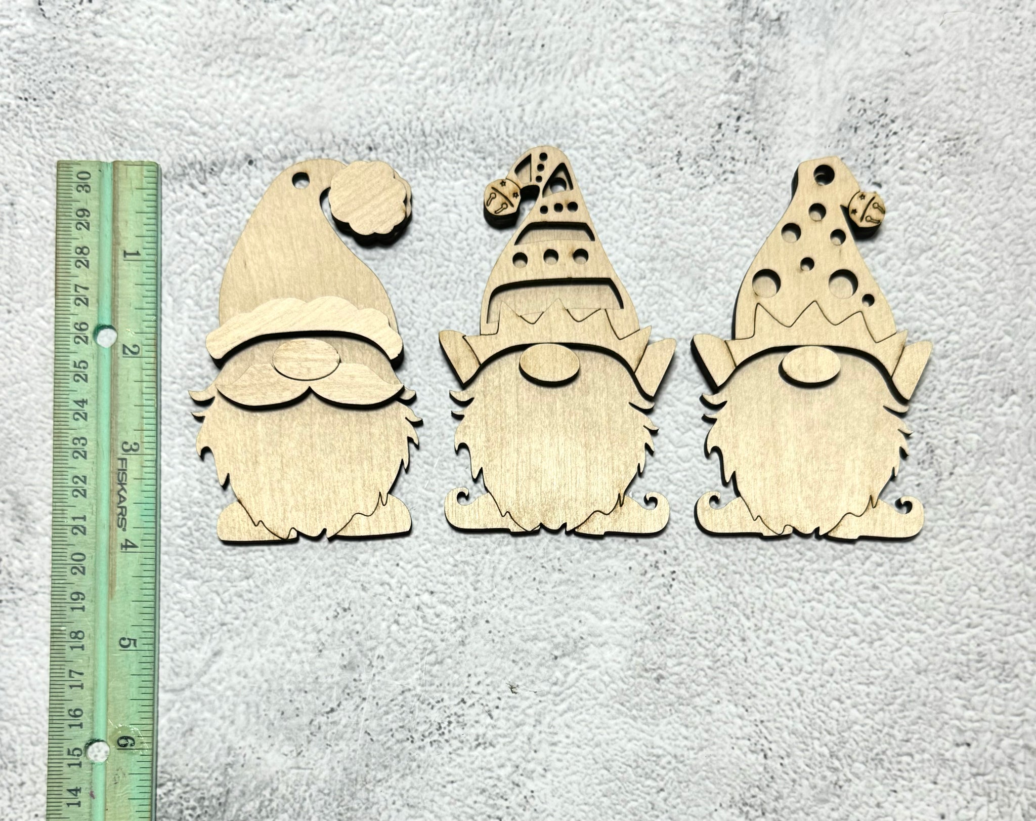 Set of 3 DIY gnome Santa and elves ornaments