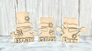 Set of 3 shelf sitter snowmen DIY